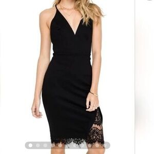 Astr Black Lace Hem Dress